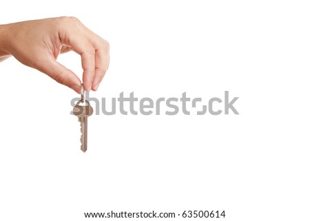 Male Hand Giving Your Key Isolated On White Stok fotoğraf © Dinga