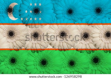 Stylized National Flag Of Uzbekistan With Gerbera Flowers [[stock_photo]] © vepar5