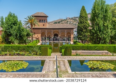 ストックフォト: Alhambra Courtyard El Partal Pool Reflection Granada Andalusia S