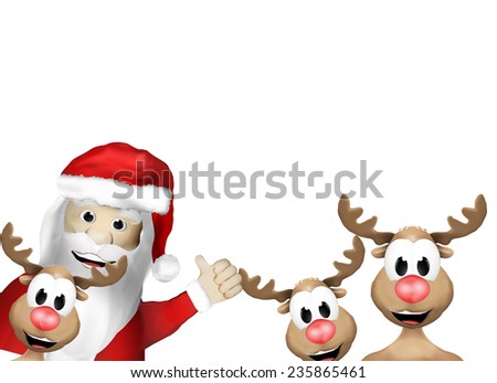 ストックフォト: Happy Mery Christmas Faces Reindeer And Santa Claus