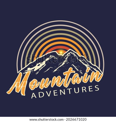 Stock foto: Summer Steep Rock Camp Badge Logo Template Travel Hiking Climbing Line Icons Thin And Outline D