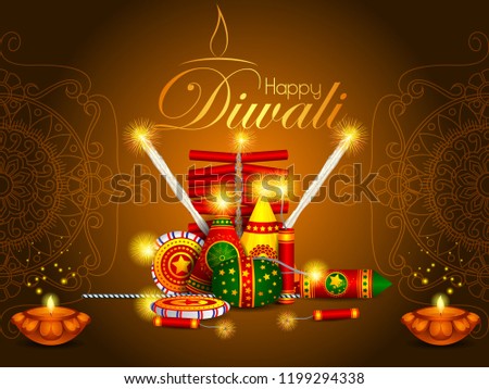Colorful Fire Cracker On Happy Diwali Background For Light Festival Of India Imagine de stoc © stockshoppe