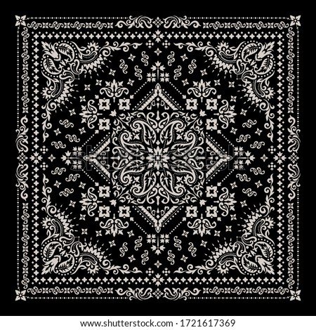 Сток-фото: Vector Ornament Paisley Bandana Print Silk Neck Scarf Or Kerchief Square Pattern Design Style Best