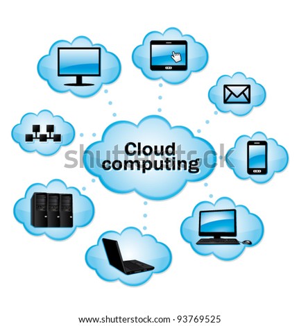 Tablet Pc Wireless Cloud Computing Concept Stock Vector Illustration Isolated On White Background Stock foto © Albachiaraa