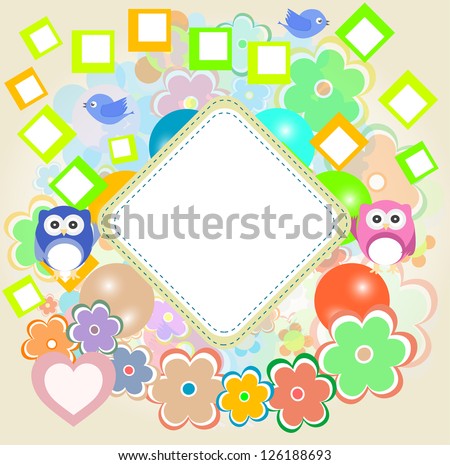 Two Owls Birds Love Heart Gift Boxes And Empty Frame Zdjęcia stock © fotoscool