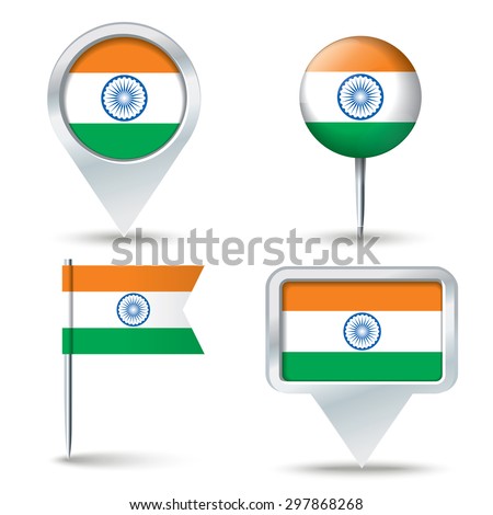 3d Map Pointer India Flag Icon On White Background Stockfoto © ojal