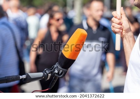 Stock fotó: Unrecognizable People On The Street During Political Meeting