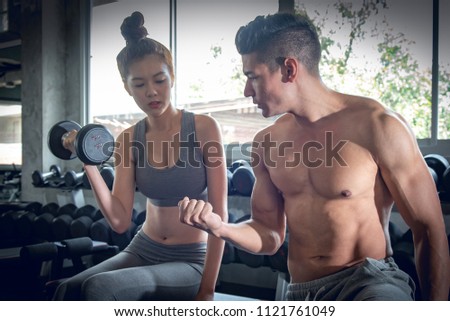 Zdjęcia stock: Sexy Fitness Woman Training With Dumbbells