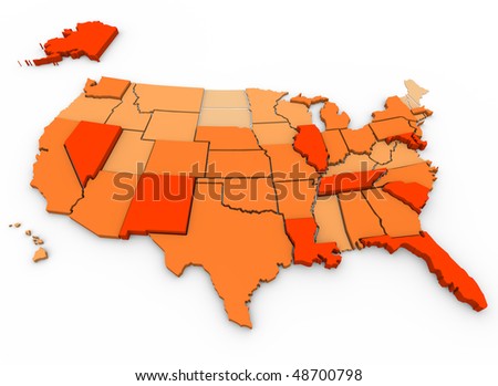 3d Map Of United States In Orange Сток-фото © iQoncept