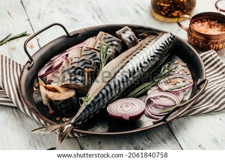 Foto d'archivio: Marinated Blue Herring Herring With Spices Macro