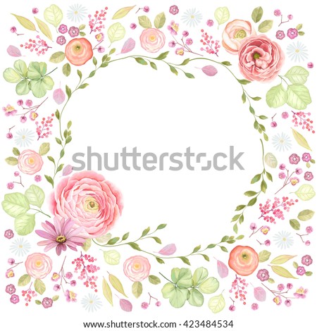 Stock photo: Pink Roses Floral Card Vector Watercolor Provence Rustic Poster Birthday Invitation Ceremony Even