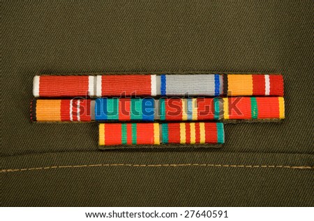 Stock photo: Military Awards And Decorations On Green Uniform