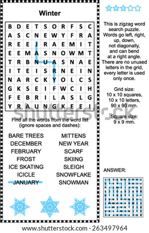 Winter Themed Wordsearch Puzzle Imagine de stoc © ratselmeister