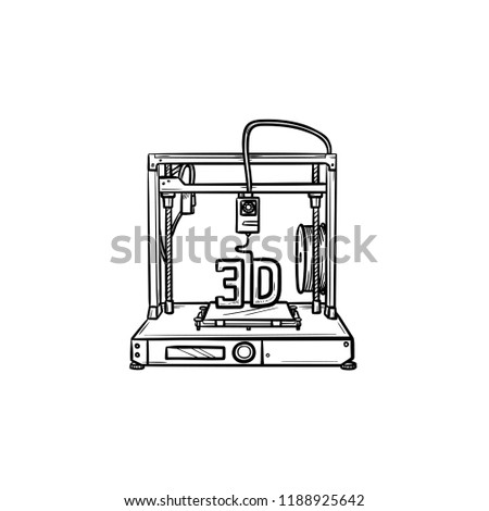 Сток-фото: 3d Printer From Sketch To Prototype