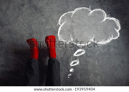 Stock photo: Legs Up The Wall Putting Feet Up With Think Balloon