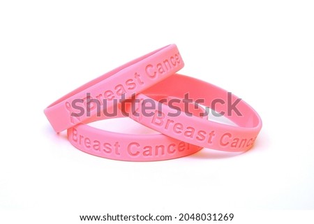 Foto stock: Pink Generic Bracelets For Breast Cancer Awareness