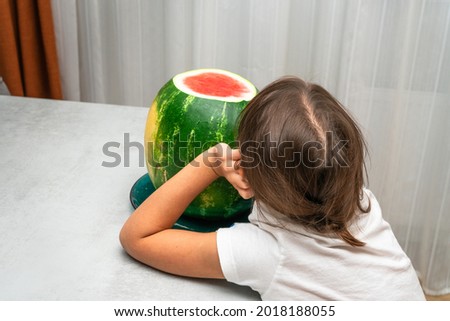 Stockfoto: Woman Lying On Table With Fresh Melons