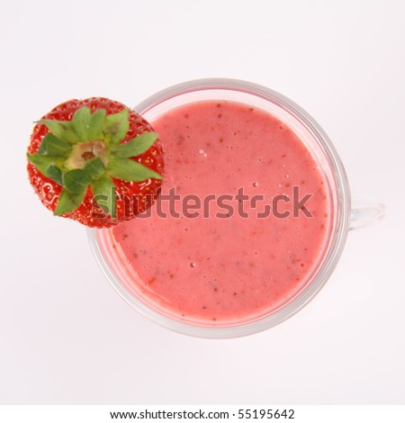 Foto stock: Freshly Blended Green And Red Fruit Smoothie Close Up In Glass Jars With Straw Mint Leafs Top View