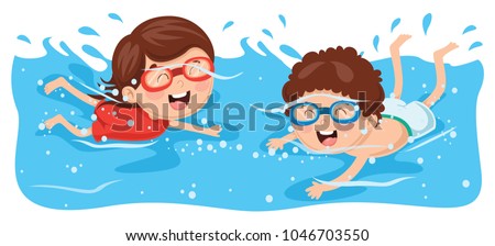 Cartoon Boy Swimming Stock foto © yusufdemirci