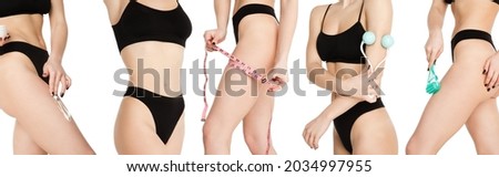 Stockfoto: Montage Of Woman In Black Underwear