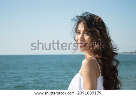 Stockfoto: Sexy Woman Model Relaxing At The Blue Sky