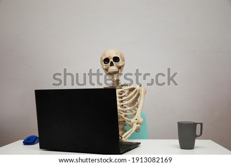 Stock photo: Skeleton Working On Laptop