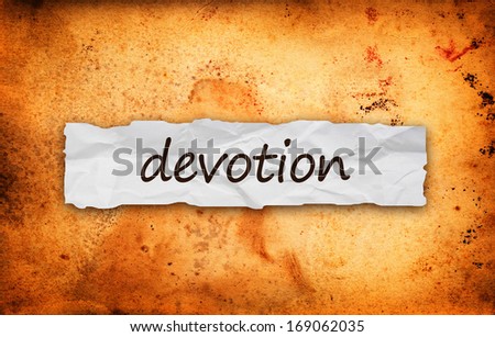 Foto stock: Devotion Title On Piece Of Paper