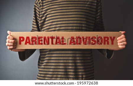 Foto stock: Parental Advisory Label Printed On Poster