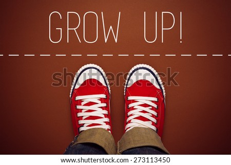 Stok fotoğraf: Grow Up Reminder For Young Person Top View