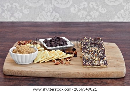 Сток-фото: Chocolate Crack Cookies Made With Saltines Chocolate And Nuts