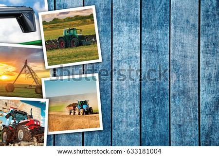 Stock photo: Agricultural Machinery Photo Collage With Copy Space