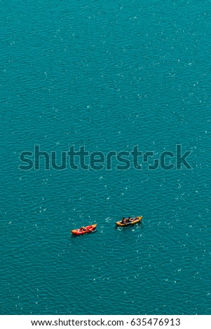 ストックフォト: Unrecognizable People Enjoying Summer Afternoon In Boats On Lake