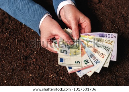 Zdjęcia stock: Bank Loan For Agricultural Activity In Euro Banknotes