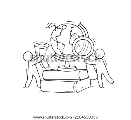 Stock fotó: Knowledge Through Magnifying Glass Doodle Design