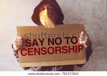 Foto stock: Activist Holding Say No To Censorship Protest Sign