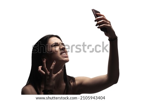 Zdjęcia stock: Dark Shadow Yelling To Elegant Lady