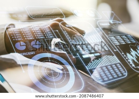 Stock photo: Sketch Computer Tablet Showing A Spreadsheet With Charts