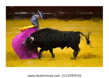 Foto stock: Bullfighting Vintage Postage Stamp