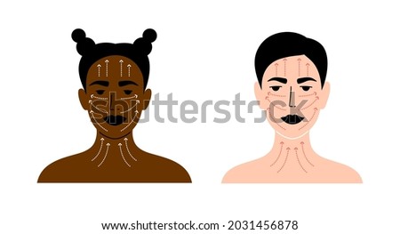 Stock photo: Beautiful Young Girl With Facial Care Arrow Signs Of Damaged Ski