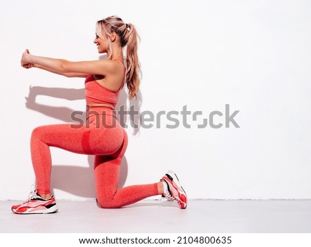 Foto stock: Slim Sexy Woman Doing Stretching Exercise