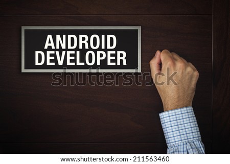 Сток-фото: Businessman Knocking On Android Developer Door