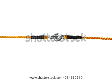 Foto stock: Towing Ropes With Hooks Connected Conceptual