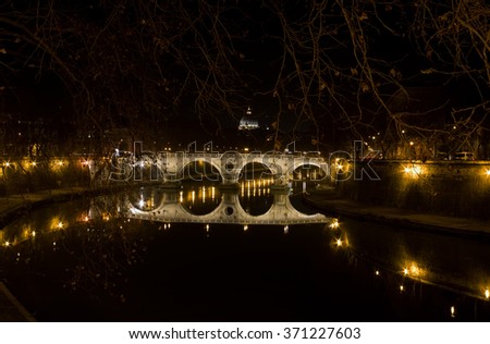 Zdjęcia stock: Ponte Sant Sisto Reflected In The Tiber River Saint Peter Dome