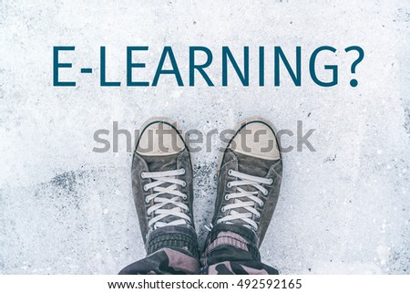 Zdjęcia stock: Teenager Standing Over E Learning Title On Street