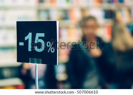 Stock fotó: Fifteen Percent Discount In Bookstore