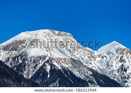 Stockfoto: Snowcapped Julian Alps And Clear Sky Behind