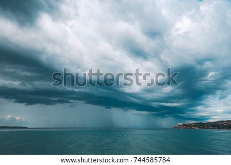 Сток-фото: Stormy Clouds Over The Portoroz At Adriatic Sea
