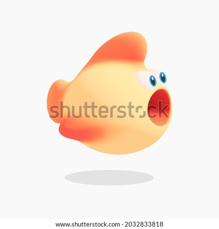 Foto stock: Cute Fish Open Mouth With Blowing Bubbles Cartoon