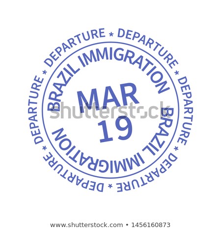 Stock fotó: Brazil International Travel Visa Stamp On White Arrival Sign Violet Rubber Stamp With Texture