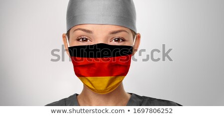 German Flag On Asian Doctor Woman Wearing Mask Covid 19 Outbreak In Germany Graphic Design Illustr Zdjęcia stock © Maridav